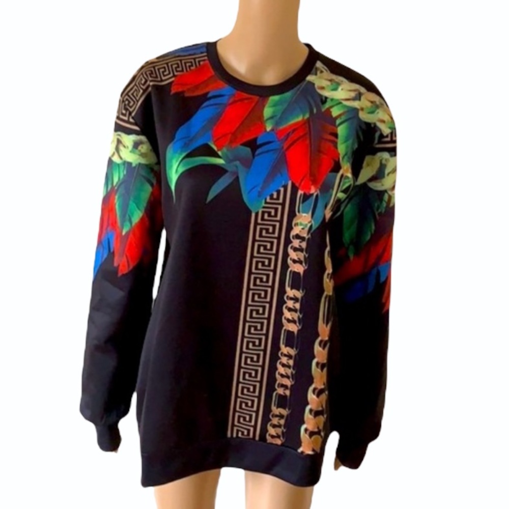AIDEAONE | Retro print sweater - Picture 2 of 11